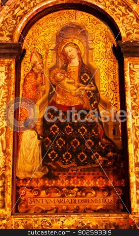 To use this stock image in your creative project, please select the size you need over to the right and click the "Add to Cart" button.
Your downloaded image will come with the Cutcaster watermark removed so don’t worry about the watermark you see on this page. 16th Century Madonna Christ Painting Cathedral of Saint Mary of stock photo, 16th Century Madonna Christ Painting Seville Cathedral, Cathedral of Saint Mary of the See, Seville, Andalusia Spain. Built in the 1500s. Largest Gothic Cathedral in the World and Third Largest Church in the World. Burial Place of Christopher Columbus. by William Perry