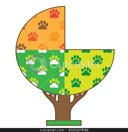 To use this stock image in your creative project, please select the size you need over to the right and click the "Add to Cart" button.
Your downloaded image will come with the Cutcaster watermark removed so don’t worry about the watermark you see on this page. Dog Paw Seasons stock vector clipart, A tree showing the four seasons with dog paws in each section by Maria Bell