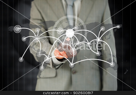 To use this stock image in your creative project, please select the size you need over to the right and click the "Add to Cart" button.
Your downloaded image will come with the Cutcaster watermark removed so don’t worry about the watermark you see on this page. Businessman activating futuristic touchscreen stock photo, Businessman activating futuristic touchscreen against a black background by Wavebreak Media