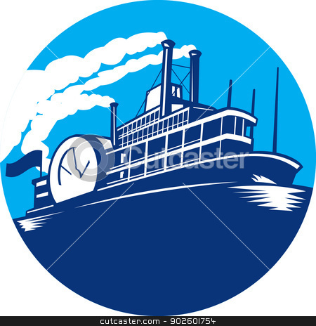 To use this stock image in your creative project, please select the size you need over to the right and click the "Add to Cart" button.
Your downloaded image will come with the Cutcaster watermark removed so don’t worry about the watermark you see on this page. Steamboat Ferry Passenger Ship Retro stock vector clipart, Illustration of steamboat ferry passenger ship vessel sailing set inside circle done in retro style. by patrimonio