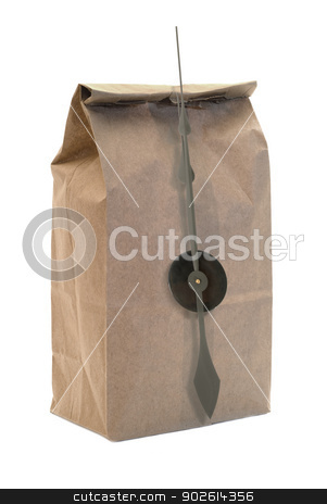 To use this stock image in your creative project, please select the size you need over to the right and click the "Add to Cart" button.
Your downloaded image will come with the Cutcaster watermark removed so don’t worry about the watermark you see on this page. Brown Paper Bag stock photo, A brown paper bag with clock hands isolated on a white background by Richard Nelson