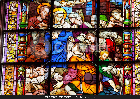 To use this stock image in your creative project, please select the size you need over to the right and click the "Add to Cart" button.
Your downloaded image will come with the Cutcaster watermark removed so don’t worry about the watermark you see on this page. Nativity Mary Joseph Baby Jesus Stained Glass Cathedral of Saint stock photo, Nativity Mary Joseph Baby Jesus Stained Glass Created 1534 Seville Cathedral, Cathedral of Saint Mary of the See, Seville, Andalusia Spain. Built in the 1500s. Largest Gothic Cathedral in the World and Third Largest Church in the World. Burial Place of Christopher Columbus. by William Perry