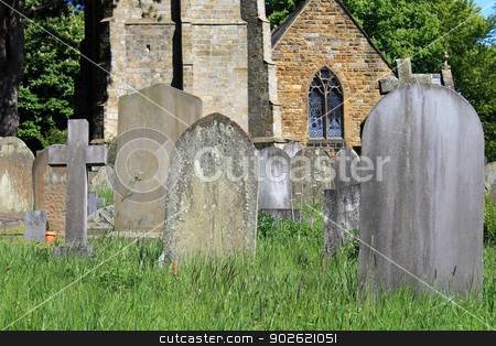 To use this stock image in your creative project, please select the size you need over to the right and click the "Add to Cart" button.
Your downloaded image will come with the Cutcaster watermark removed so don’t worry about the watermark you see on this page. Old graves in cemetery stock photo, Old graves in cemetery with church in background, England. by Martin Crowdy