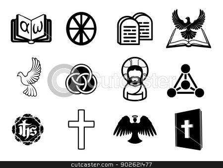 To use this stock image in your creative project, please select the size you need over to the right and click the "Add to Cart" button.
Your downloaded image will come with the Cutcaster watermark removed so don’t worry about the watermark you see on this page. Christian icon set stock vector clipart, A Christian religious icon set with signs and symbols related to Christian themes by Christos Georghiou