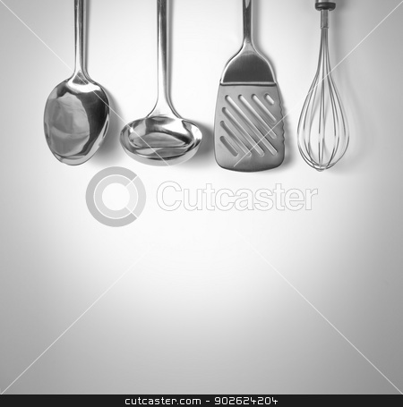 To use this stock image in your creative project, please select the size you need over to the right and click the "Add to Cart" button.
Your downloaded image will come with the Cutcaster watermark removed so don’t worry about the watermark you see on this page. Kitchen tools background stock photo, Set of kitchen tools hanged up in the wall by Pedro Campos