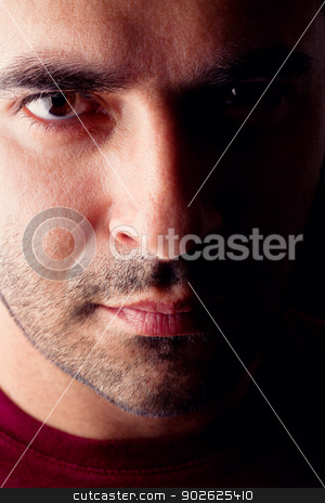 To use this stock image in your creative project, please select the size you need over to the right and click the "Add to Cart" button.
Your downloaded image will come with the Cutcaster watermark removed so don’t worry about the watermark you see on this page. male man with serious look stock photo, Close detail view of a young male man with a serious look isolated on a black background. by Mauro Rodrigues