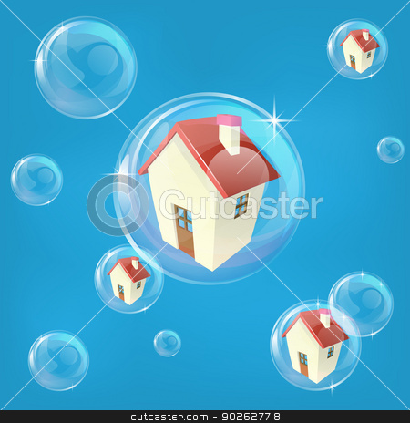 To use this stock image in your creative project, please select the size you need over to the right and click the "Add to Cart" button.
Your downloaded image will come with the Cutcaster watermark removed so don’t worry about the watermark you see on this page. Housing bubble concept stock vector clipart, Business or economics concept illustration representing a bubble in the housing or real estate market by Christos Georghiou