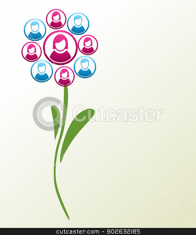To use this stock image in your creative project, please select the size you need over to the right and click the "Add to Cart" button.
Your downloaded image will come with the Cutcaster watermark removed so don’t worry about the watermark you see on this page. Social media people flower stock vector clipart, Social media networks flower with people profile icons petals background. Vector illustration layered for easy manipulation and custom coloring. by Cienpies Design