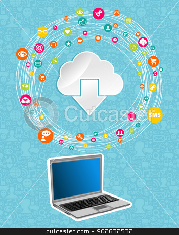 To use this stock image in your creative project, please select the size you need over to the right and click the "Add to Cart" button.
Your downloaded image will come with the Cutcaster watermark removed so don’t worry about the watermark you see on this page. Cloud computing network concept stock vector clipart, Cloud computing network diagram. Vector illustration layered for easy manipulation and custom coloring. by Cienpies Design