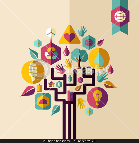 To use this stock image in your creative project, please select the size you need over to the right and click the "Add to Cart" button.
Your downloaded image will come with the Cutcaster watermark removed so don’t worry about the watermark you see on this page. Vintage green concept tree stock vector clipart, Retro style save the Earth tree idea with icons set. This illustration is layered for easy manipulation and custom coloring by Cienpies Design