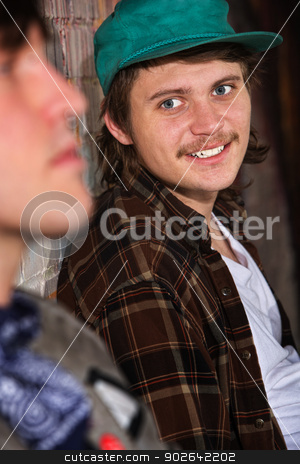 To use this stock image in your creative project, please select the size you need over to the right and click the "Add to Cart" button.
Your downloaded image will come with the Cutcaster watermark removed so don’t worry about the watermark you see on this page. Teen Looking at Friend stock photo, Smiling teen looking over at friend while sitting by Scott Griessel