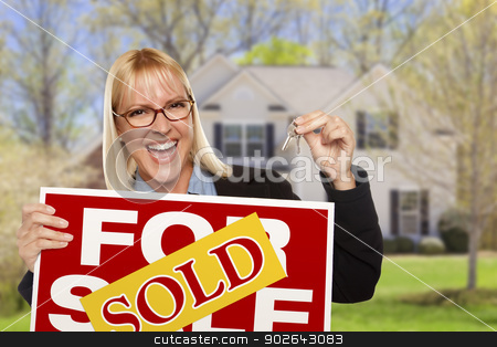 To use this stock image in your creative project, please select the size you need over to the right and click the "Add to Cart" button.
Your downloaded image will come with the Cutcaster watermark removed so don’t worry about the watermark you see on this page. Woman with Sold Sign and Keys in Front of House stock photo, Happy Young Woman with Sold For Sale Real Estate Sign and Keys in Front of House. by Andy Dean