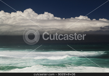 To use this stock image in your creative project, please select the size you need over to the right and click the "Add to Cart" button.
Your downloaded image will come with the Cutcaster watermark removed so don’t worry about the watermark you see on this page. Ocean storm stock photo, Storm cloud over the Pacific ocean in Maui by Yann Poirier