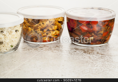 To use this stock image in your creative project, please select the size you need over to the right and click the "Add to Cart" button.
Your downloaded image will come with the Cutcaster watermark removed so don’t worry about the watermark you see on this page. dinner meal in glass containers stock photo, stir fry dinner meal or leftovers stored in glass containers by Marek Uliasz