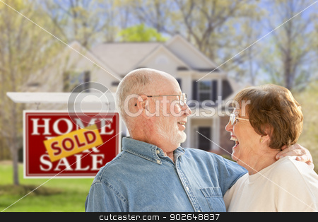 To use this stock image in your creative project, please select the size you need over to the right and click the "Add to Cart" button.
Your downloaded image will come with the Cutcaster watermark removed so don’t worry about the watermark you see on this page. Senior Couple in Front of Sold Real Estate Sign and House stock photo, Happy Affectionate Senior Couple Hugging in Front of Sold Real Estate Sign and House. by Andy Dean
