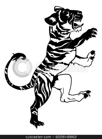 To use this stock image in your creative project, please select the size you need over to the right and click the "Add to Cart" button.
Your downloaded image will come with the Cutcaster watermark removed so don’t worry about the watermark you see on this page. Stylised tiger illustration stock vector clipart, An illustration of a stylised tiger perhaps a tiger tattoo by Christos Georghiou
