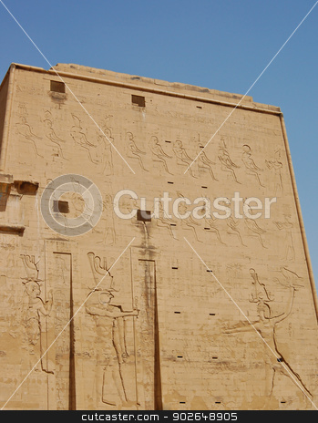 To use this stock image in your creative project, please select the size you need over to the right and click the "Add to Cart" button.
Your downloaded image will come with the Cutcaster watermark removed so don’t worry about the watermark you see on this page. Edfu temple, Egypt stock photo, Horus god and Hathor godness carving on the first pylon at Edfu temple, Egypt by boonsom
