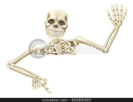 To use this stock image in your creative project, please select the size you need over to the right and click the "Add to Cart" button.
Your downloaded image will come with the Cutcaster watermark removed so don’t worry about the watermark you see on this page. Halloween skeleton pointing stock vector clipart, An illustration of a cartoon Halloween Mummy pointing down at a sign or scroll and waving by Christos Georghiou