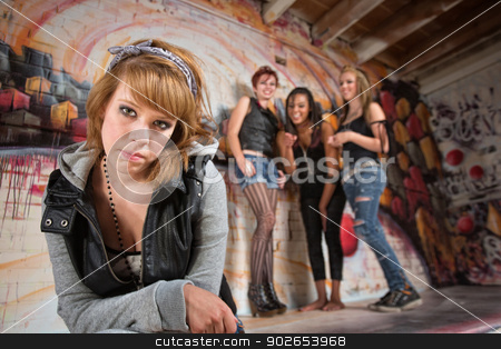 To use this stock image in your creative project, please select the size you need over to the right and click the "Add to Cart" button.
Your downloaded image will come with the Cutcaster watermark removed so don’t worry about the watermark you see on this page. Bashful Girl Being Bullied stock photo, Bashful young woman being teased by group of teenagers by Scott Griessel