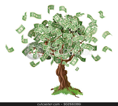 To use this stock image in your creative project, please select the size you need over to the right and click the "Add to Cart" button.
Your downloaded image will come with the Cutcaster watermark removed so don’t worry about the watermark you see on this page. Money savings tree stock vector clipart, Business or savings concept of a money tree with growing dollar bills or other money. by Christos Georghiou