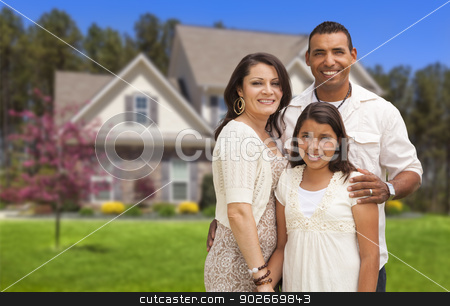 To use this stock image in your creative project, please select the size you need over to the right and click the "Add to Cart" button.
Your downloaded image will come with the Cutcaster watermark removed so don’t worry about the watermark you see on this page. Small Hispanic Family in Front of Their Home stock photo, Happy Hispanic Mother, Father and Daughter in Front of Their Home. by Andy Dean