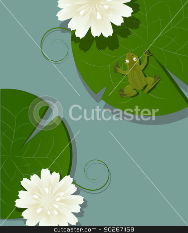 To use this stock image in your creative project, please select the size you need over to the right and click the "Add to Cart" button.
Your downloaded image will come with the Cutcaster watermark removed so don’t worry about the watermark you see on this page. Frog and lotus stock vector clipart, Illustration of a little frog over a lotus leave in the pod by Richard Laschon