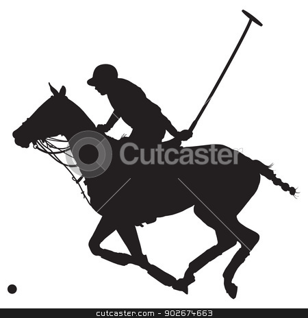 To use this stock image in your creative project, please select the size you need over to the right and click the "Add to Cart" button.
Your downloaded image will come with the Cutcaster watermark removed so don’t worry about the watermark you see on this page. Polo Pony Silhouette stock vector clipart, Black silhouette of a polo player and horse by Maria Bell