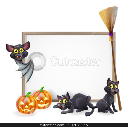 To use this stock image in your creative project, please select the size you need over to the right and click the "Add to Cart" button.
Your downloaded image will come with the Cutcaster watermark removed so don’t worry about the watermark you see on this page. Halloween sign background stock vector clipart, A Halloween background sign with pumpkins, black witches cats and broomstick and vampire bat and copyspace for your text in the centre by Christos Georghiou
