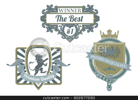 To use this stock image in your creative project, please select the size you need over to the right and click the "Add to Cart" button.
Your downloaded image will come with the Cutcaster watermark removed so don’t worry about the watermark you see on this page. Vintage labels stock vector clipart, A set of detailed vintage style retro labels with text referring to high quality or premium products by Christos Georghiou