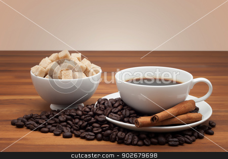 To use this stock image in your creative project, please select the size you need over to the right and click the "Add to Cart" button.
Your downloaded image will come with the Cutcaster watermark removed so don’t worry about the watermark you see on this page. Coffee cup and saucer on a wooden table stock photo, Coffee cup and saucer on a wooden table by phasinphoto