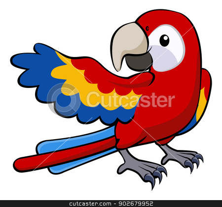 To use this stock image in your creative project, please select the size you need over to the right and click the "Add to Cart" button.
Your downloaded image will come with the Cutcaster watermark removed so don’t worry about the watermark you see on this page. Red parrot illustration stock vector clipart, Illustration of a happy red cartoon parrot pointing with his wing by Christos Georghiou