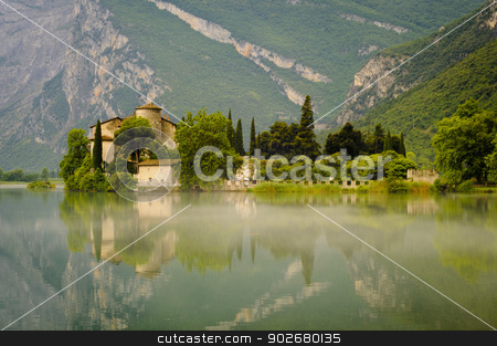 To use this stock image in your creative project, please select the size you need over to the right and click the "Add to Cart" button.
Your downloaded image will come with the Cutcaster watermark removed so don’t worry about the watermark you see on this page. Medieval Castle on Toblino Lake, Trentino, Italy stock photo, The Medieval Castle Toblino reflecting in the calm waters of Toblino Lake. Trentino, Italy by Alessandro Rizzolli