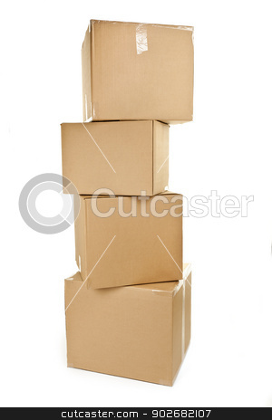 To use this stock image in your creative project, please select the size you need over to the right and click the "Add to Cart" button.
Your downloaded image will come with the Cutcaster watermark removed so don’t worry about the watermark you see on this page. Stack of big cardboard boxes stock photo, Stack of four large cardboard moving boxes isolated on white by Elena Elisseeva