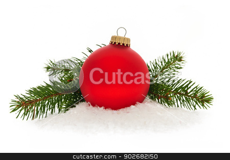 To use this stock image in your creative project, please select the size you need over to the right and click the "Add to Cart" button.
Your downloaded image will come with the Cutcaster watermark removed so don’t worry about the watermark you see on this page. Red Christmas bauble stock photo, Red christmas ball with spruce tree branch isolated on white background by Elena Elisseeva