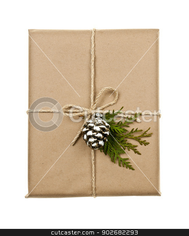 To use this stock image in your creative project, please select the size you need over to the right and click the "Add to Cart" button.
Your downloaded image will come with the Cutcaster watermark removed so don’t worry about the watermark you see on this page. Christmas present in brown paper tied with string stock photo, Christmas gift in brown wrapping and string with pine cone decoration isolated on white by Elena Elisseeva