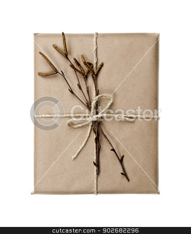 To use this stock image in your creative project, please select the size you need over to the right and click the "Add to Cart" button.
Your downloaded image will come with the Cutcaster watermark removed so don’t worry about the watermark you see on this page. Plain gift with natural decorations stock photo, Simple gift package in brown paper decorated with birth branches isolated on white background by Elena Elisseeva