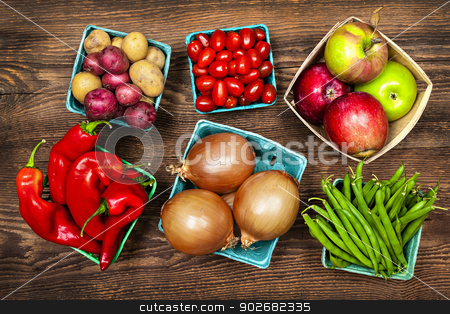 To use this stock image in your creative project, please select the size you need over to the right and click the "Add to Cart" button.
Your downloaded image will come with the Cutcaster watermark removed so don’t worry about the watermark you see on this page. Market fruits and vegetables stock photo, Fresh farmers market fruit and vegetable produce from above by Elena Elisseeva