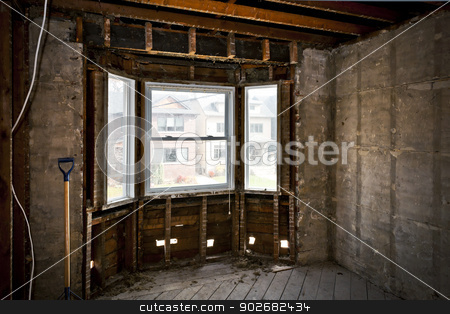 To use this stock image in your creative project, please select the size you need over to the right and click the "Add to Cart" button.
Your downloaded image will come with the Cutcaster watermark removed so don’t worry about the watermark you see on this page. Home interior gutted for renovation stock photo, Interior of a house under gut renovation at construction site by Elena Elisseeva