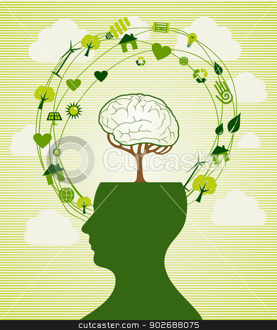 To use this stock image in your creative project, please select the size you need over to the right and click the "Add to Cart" button.
Your downloaded image will come with the Cutcaster watermark removed so don’t worry about the watermark you see on this page. Green recycle head illustration stock vector clipart, Ecologic renewable energy icons human head. This vector illustration is layered for easy manipulation and custom coloring by Cienpies Design