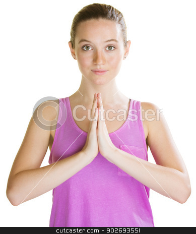 To use this stock image in your creative project, please select the size you need over to the right and click the "Add to Cart" button.
Your downloaded image will come with the Cutcaster watermark removed so don’t worry about the watermark you see on this page. Woman with Palms Together stock photo, Calm European woman with palms together on white background by Scott Griessel