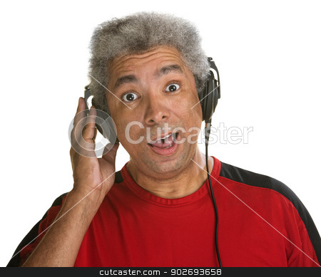 To use this stock image in your creative project, please select the size you need over to the right and click the "Add to Cart" button.
Your downloaded image will come with the Cutcaster watermark removed so don’t worry about the watermark you see on this page. Surprised Man with Headphones stock photo, Excited middle aged man holding pair of headphones by Scott Griessel