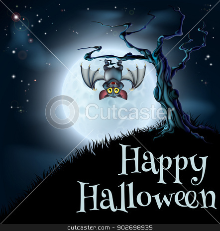 To use this stock image in your creative project, please select the size you need over to the right and click the "Add to Cart" button.
Your downloaded image will come with the Cutcaster watermark removed so don’t worry about the watermark you see on this page. Blue Halloween Moon Bat Background stock vector clipart, A spooky scary blue Halloween background scene with vampire bat hanging from a spooky tree with a full moon in the background by Christos Georghiou