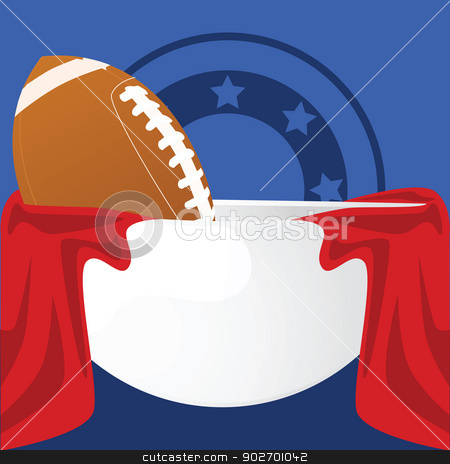 To use this stock image in your creative project, please select the size you need over to the right and click the "Add to Cart" button.
Your downloaded image will come with the Cutcaster watermark removed so don’t worry about the watermark you see on this page. Football bowl stock vector clipart, Illustration of an American football inside a crystal bowl with red fabric around it and a blue background by Bruno Marsiaj
