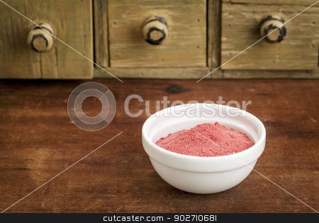To use this stock image in your creative project, please select the size you need over to the right and click the "Add to Cart" button.
Your downloaded image will come with the Cutcaster watermark removed so don’t worry about the watermark you see on this page. yumberry fruit powder stock photo, yumberry fruit powder in a small bowl with a rustic drawer cabinet by Marek Uliasz