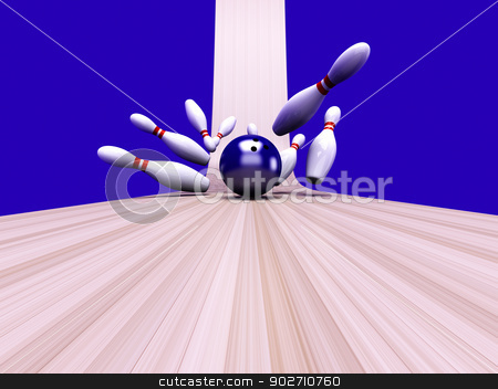 To use this stock image in your creative project, please select the size you need over to the right and click the "Add to Cart" button.
Your downloaded image will come with the Cutcaster watermark removed so don’t worry about the watermark you see on this page. Strike stock photo, Playing bowling and hitting them all. 3D rendered Illustration. by Michael Osterrieder