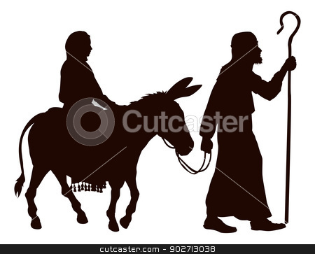 To use this stock image in your creative project, please select the size you need over to the right and click the "Add to Cart" button.
Your downloaded image will come with the Cutcaster watermark removed so don’t worry about the watermark you see on this page. Mary and Joseph silhouettes stock vector clipart, Silhouette illustrations of Mary and Joseph journeying with a donkey looking for a place to stay on Christmas Eve. by Christos Georghiou