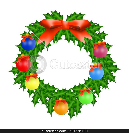 To use this stock image in your creative project, please select the size you need over to the right and click the "Add to Cart" button.
Your downloaded image will come with the Cutcaster watermark removed so don’t worry about the watermark you see on this page. Christmas Wreath stock photo, Illustration of Christmas wreath with ball and ribbon isolated on white background done in retro style. by patrimonio