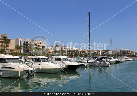 To use this stock image in your creative project, please select the size you need over to the right and click the "Add to Cart" button.
Your downloaded image will come with the Cutcaster watermark removed so don’t worry about the watermark you see on this page. Boats moored in Alcudia harbor stock photo, Boats moored in Alcudia harbor, Majorca, Spain. by Martin Crowdy