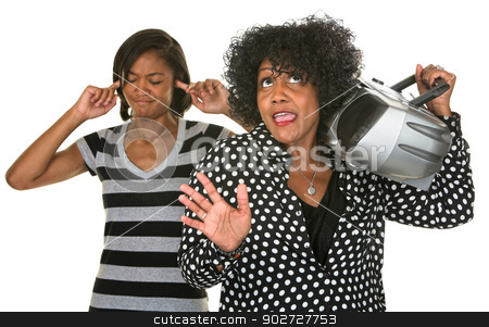 To use this stock image in your creative project, please select the size you need over to the right and click the "Add to Cart" button.
Your downloaded image will come with the Cutcaster watermark removed so don’t worry about the watermark you see on this page. Child Plugging Ears stock photo, Child with fingers in ears near singing mother by Scott Griessel