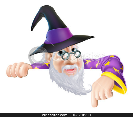 To use this stock image in your creative project, please select the size you need over to the right and click the "Add to Cart" button.
Your downloaded image will come with the Cutcaster watermark removed so don’t worry about the watermark you see on this page. Wizard peeking over sign stock vector clipart, An illustration of a wizard cartoon character peeking over a sign or banner and pointing down by Christos Georghiou